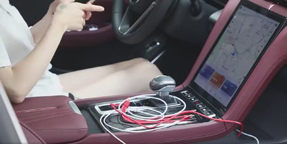 4-in-1 Retractable Car Charger – Fast USB & PD Charging with Dual USB-C Cables